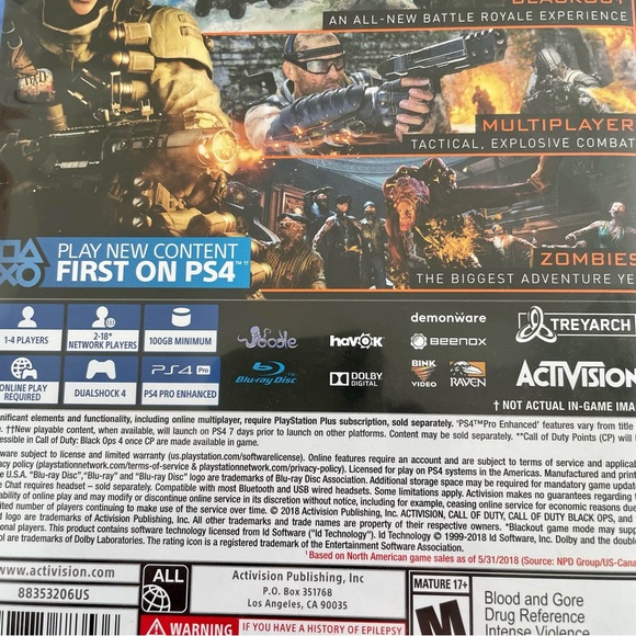 Model: Call of Duty: Black Ops 4
Genre: FPS
 Ps4 - Picture 2 of 5